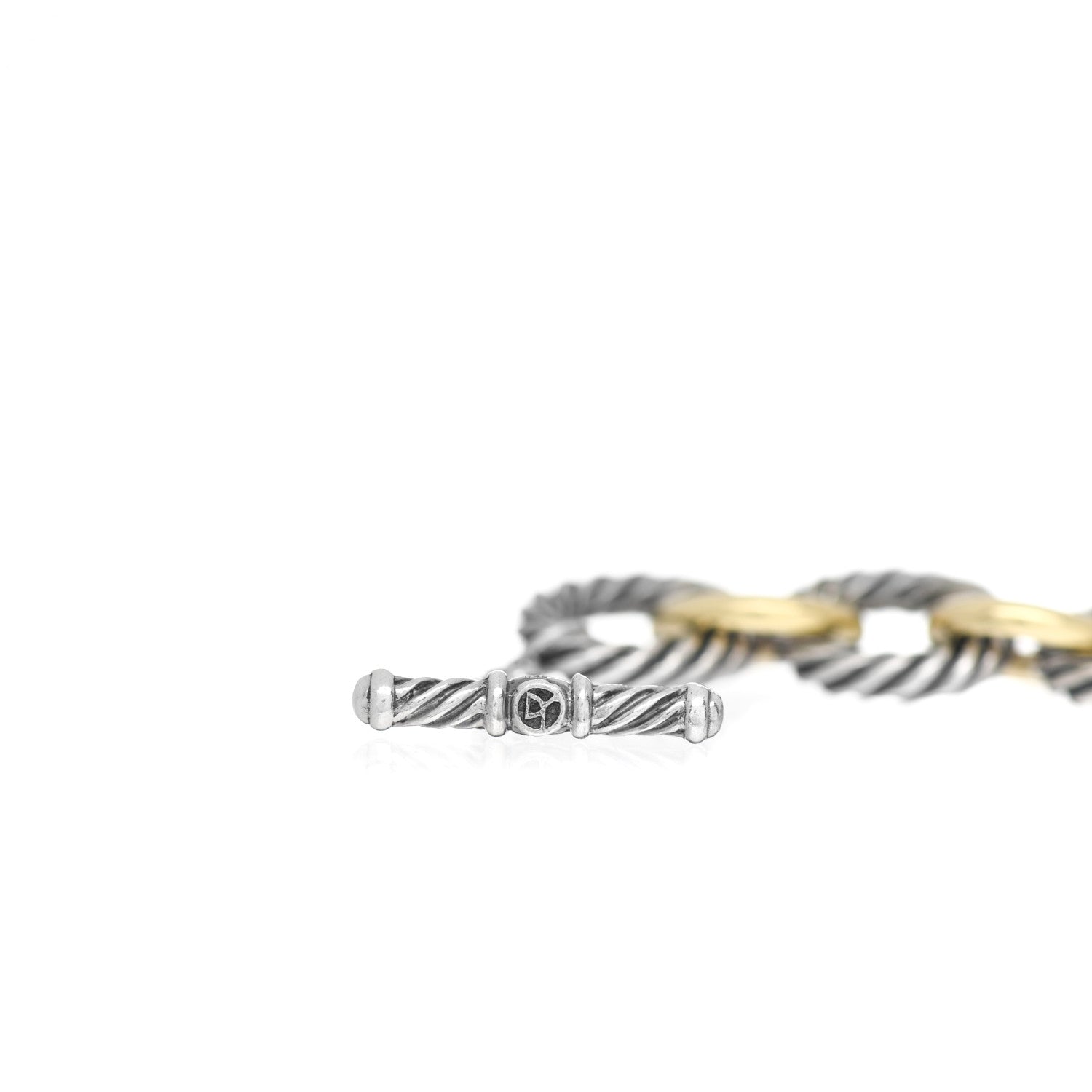 David Yurman Sterling Silver 18K Yellow Gold Oval Link Toggle Bracelet 3 of 3