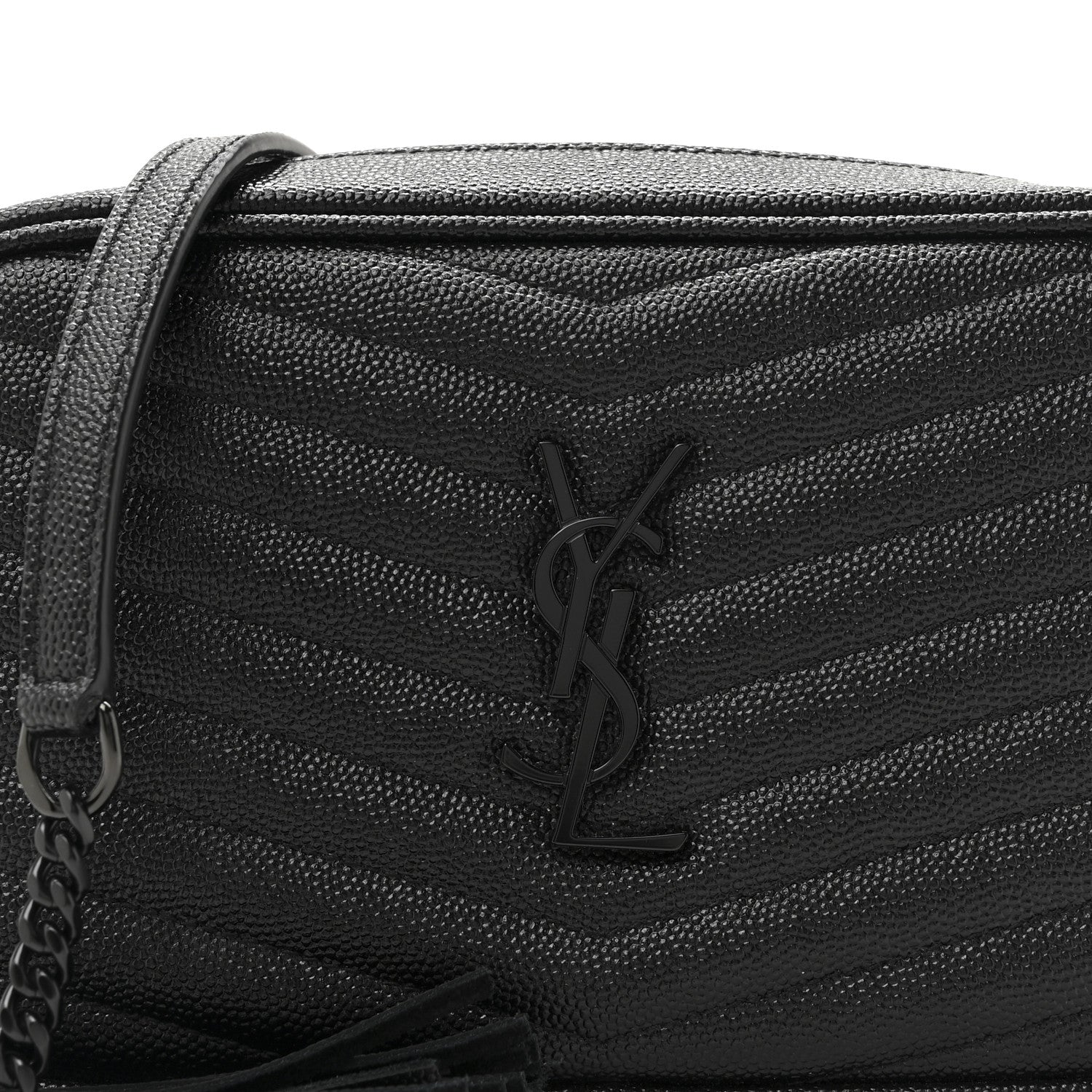 Saint Laurent Grain De Poudre Matelasse Monochrome Monogram Mini Lou Camera Bag Black 8 of 11