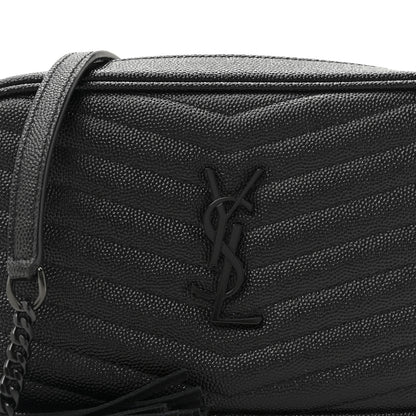 Saint Laurent Grain De Poudre Matelasse Monochrome Monogram Mini Lou Camera Bag Black 8 of 11
