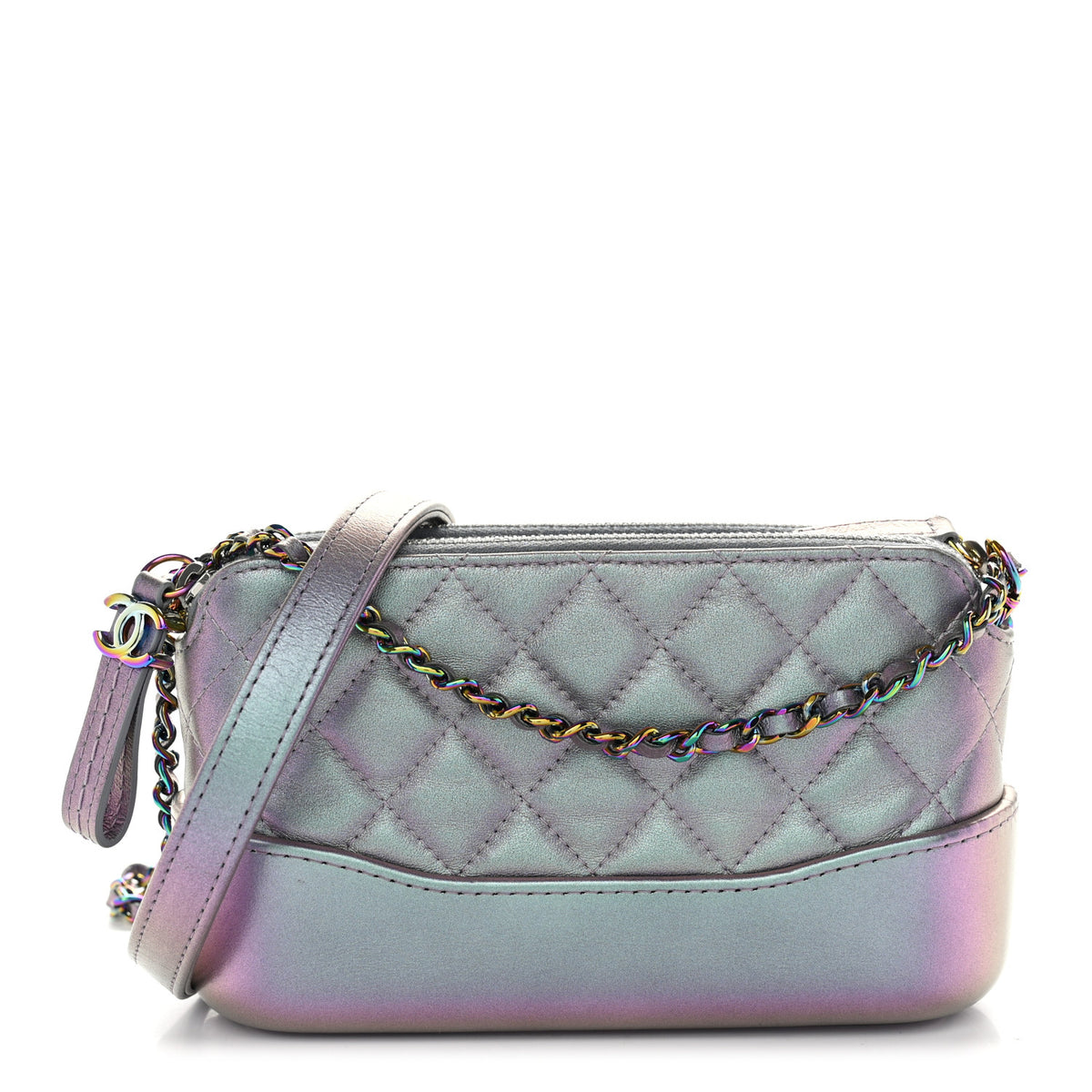 Chanel Iridescent Lambskin Calfskin Quilted Small Gabrielle Clutch With Chain Light Purple 1 of 9