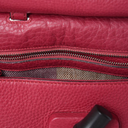 Gucci Pebbled Calfskin Medium Bamboo Daily Top Handle Bag Petunia 12 of 16