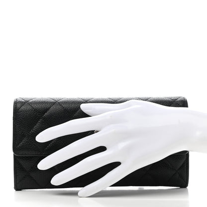 Chanel Caviar Quilted Large Gusset Flap Wallet Black 2 of 10
