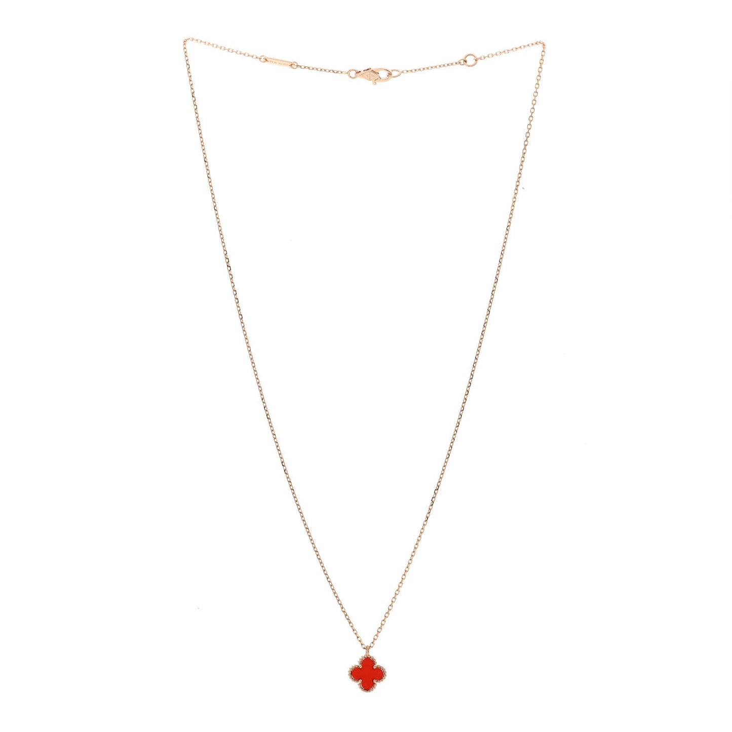 18K Rose Gold Carnelian Sweet Alhambra Pendant Necklace