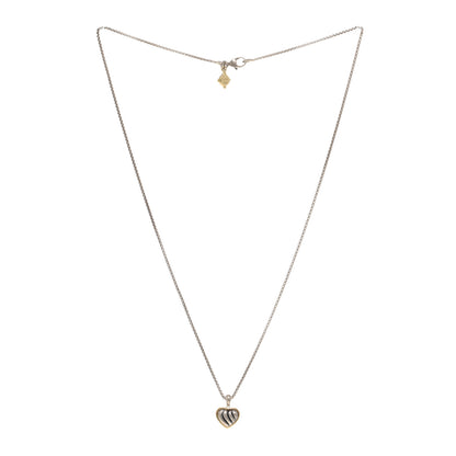 David Yurman Sterling Silver 18K Yellow Gold Cable Heart Pendant Necklace 3 of 4