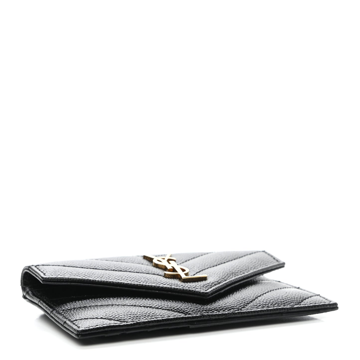 Grain De Poudre Matelasse Chevron Monogram Compact Wallet Black