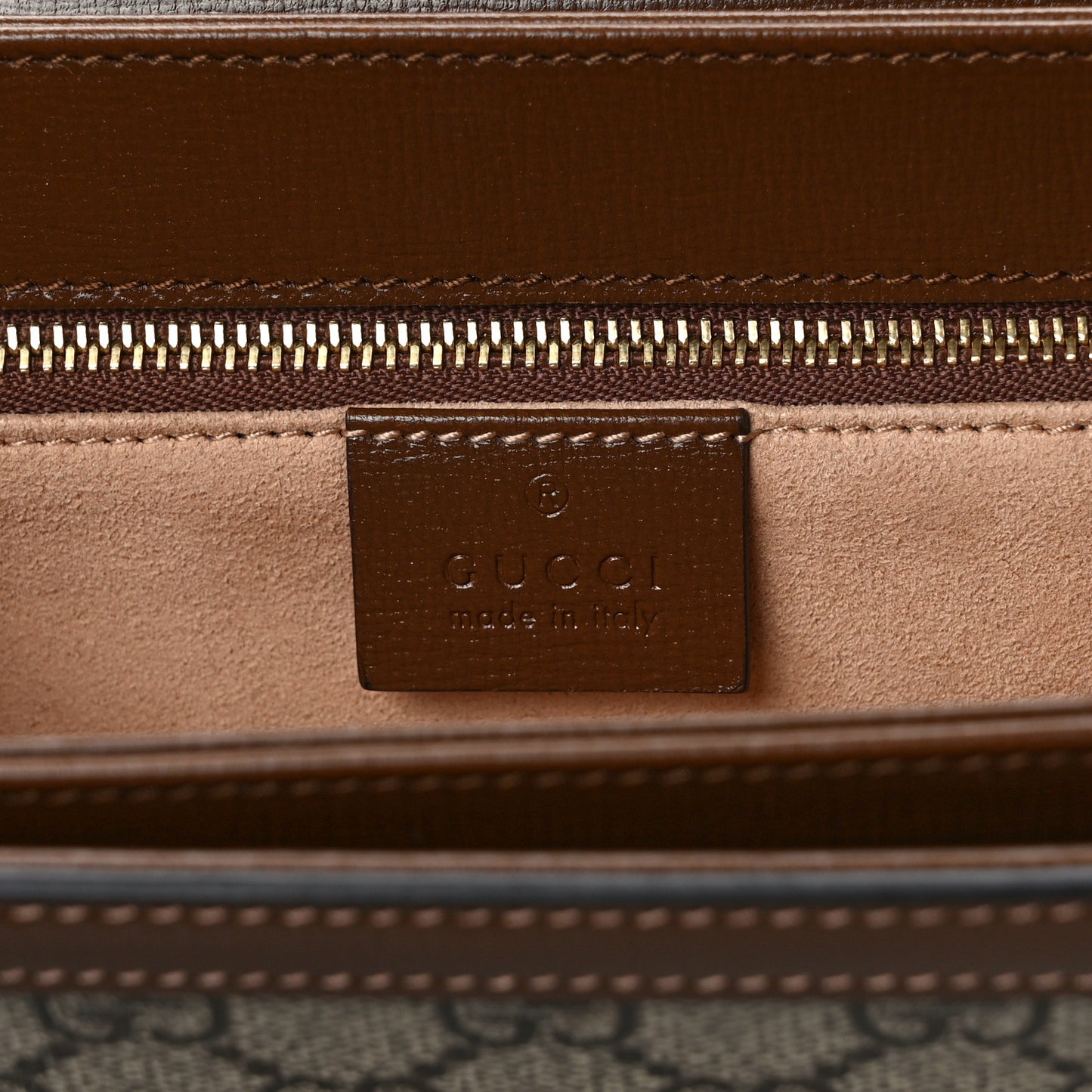 GG Supreme Monogram Horsebit 1955 Shoulder Bag Beige Brown Sugar