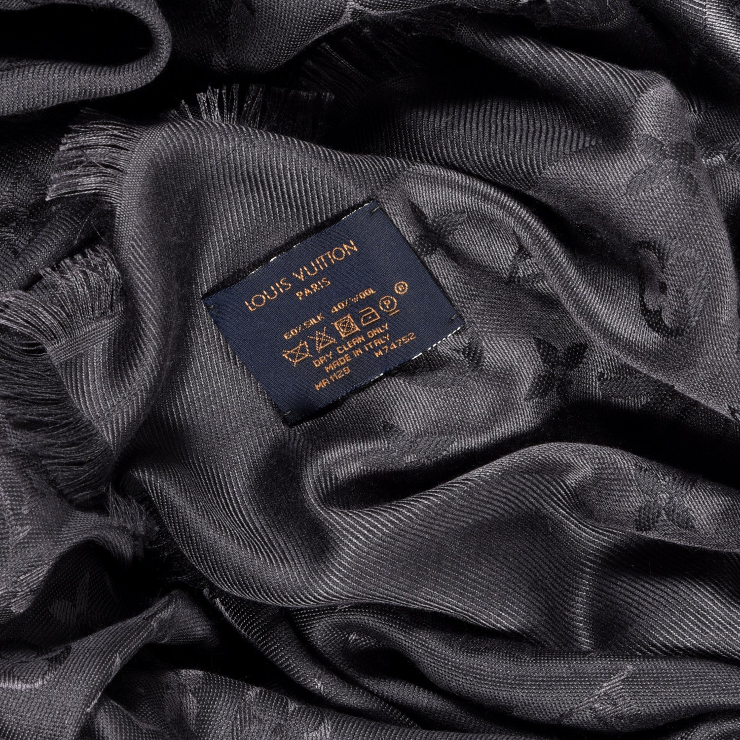 Louis Vuitton Silk Wool Monogram Shine Shawl Grey 3 of 3