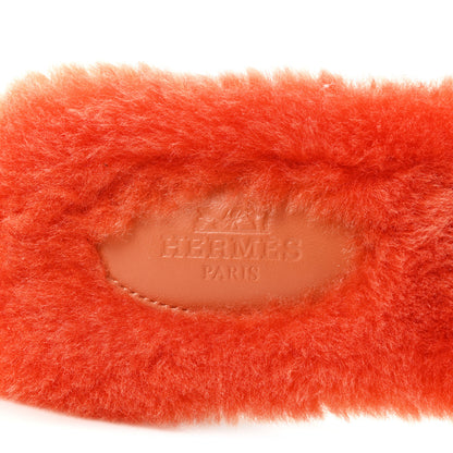 Hermes Woolskin Oran Sandals 37.5 Orange 8 of 9