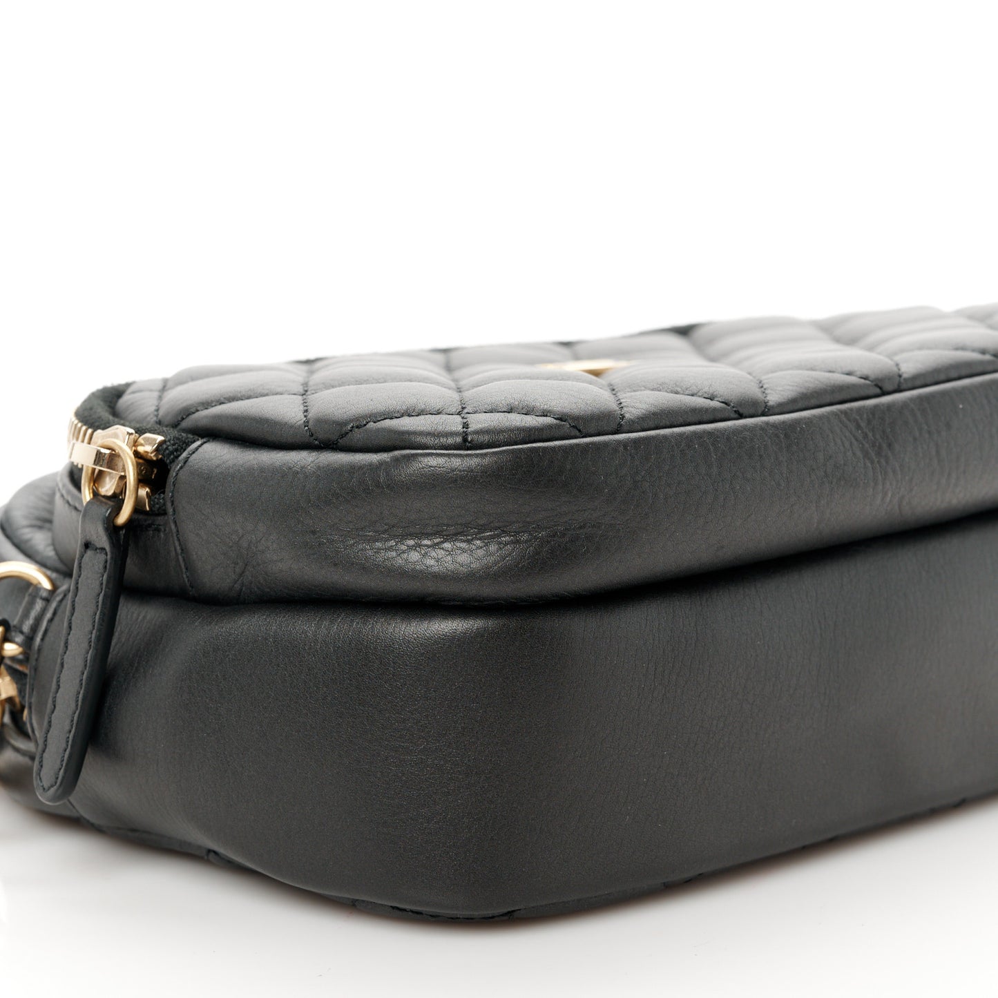 Calfskin Quilted Day Trips Camera Case Black
