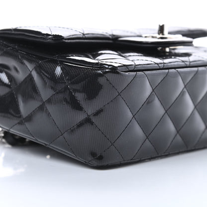 Chanel Striated Patent Calfskin Quilted Mini Rectangular Flap Black 9 of 13
