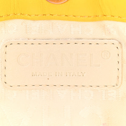 Chanel Patent Camellia Embossed Pochette Yellow 6 of 12