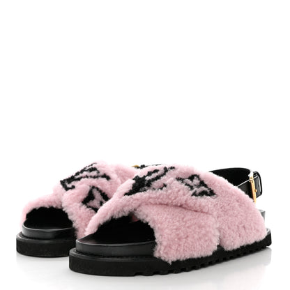 Louis Vuitton Shearling Paseo Sandals 40 Pink 3 of 8