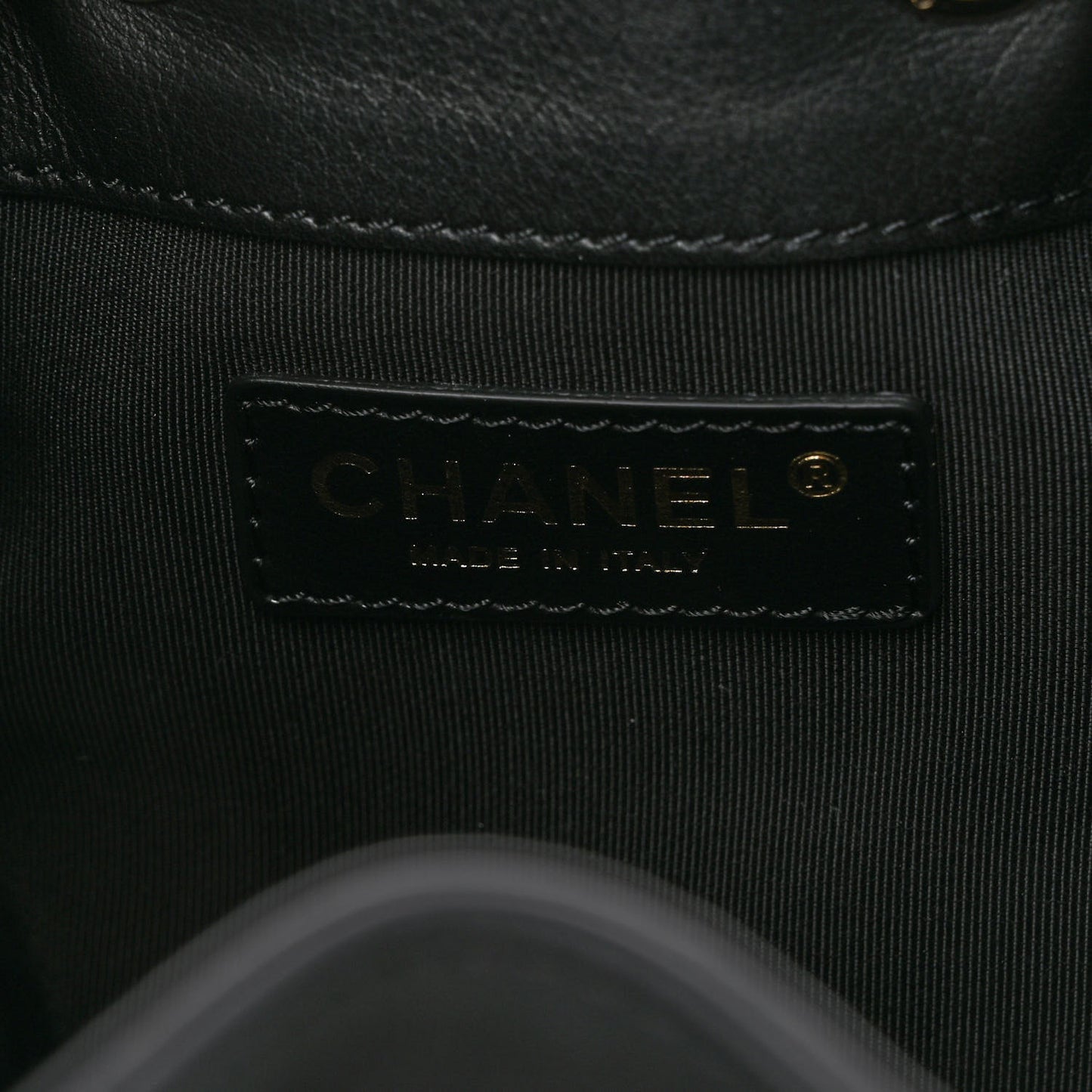 Calfskin Stitched Mini Drawstring CC Bag Black