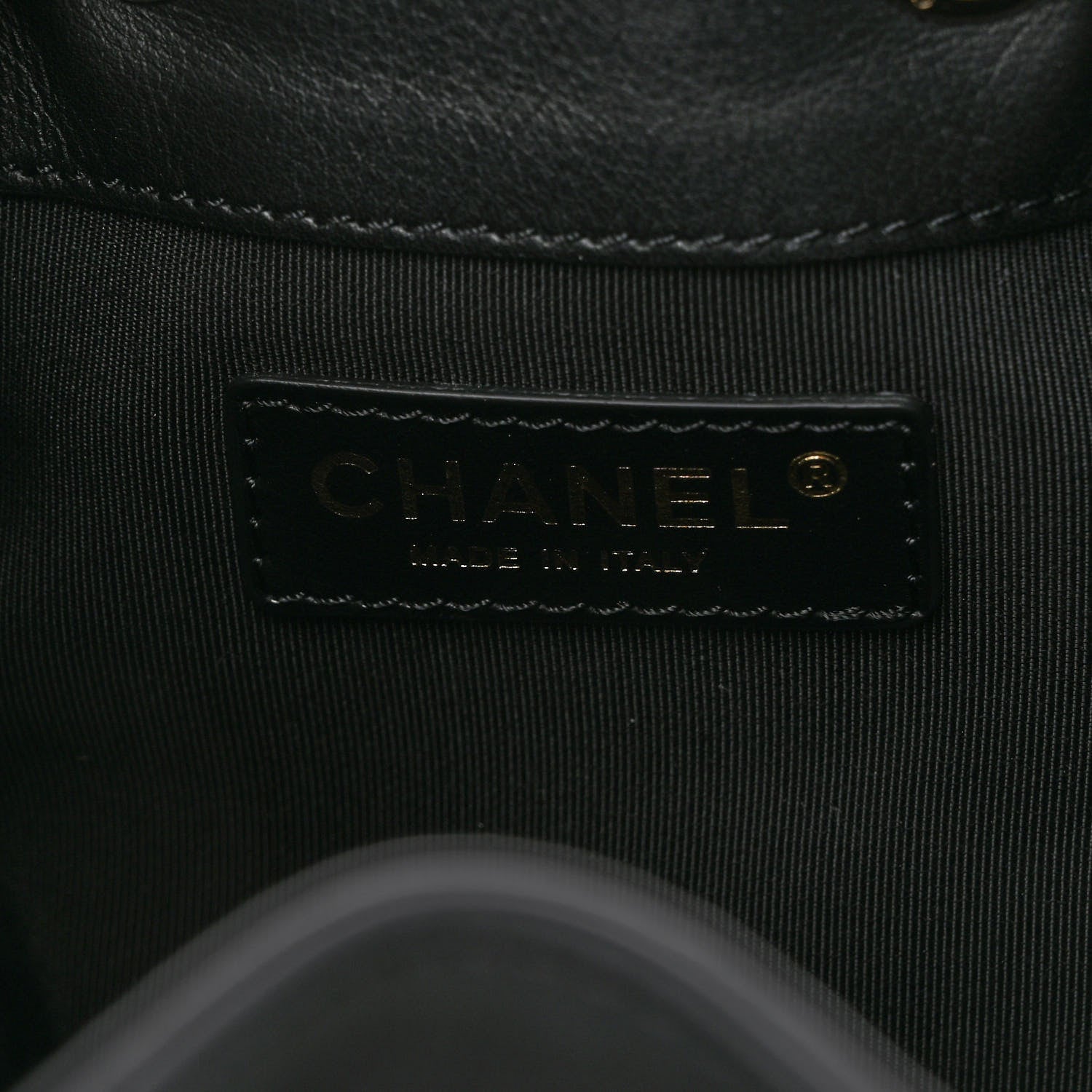 Chanel Calfskin Stitched Mini Drawstring CC Bag Black 6 of 10