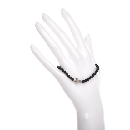 David Yurman Sterling Silver Black Onyx Spiritual Bead Cross Bracelet 2 of 3
