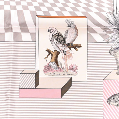 Hermes Silk Grand Theatre Nouveau Scarf 90 Rose Pale Etoupe 4 of 8