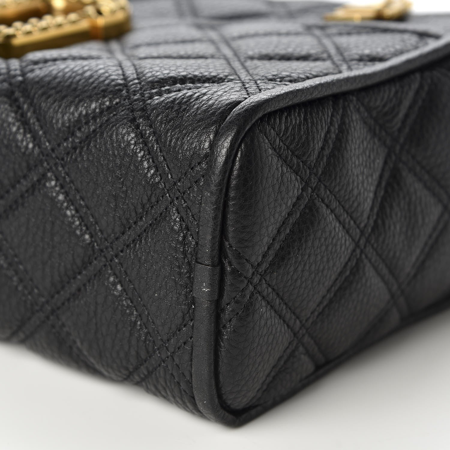 Marc Jacobs Grained Calfskin Quilted Double Stitched The Status Shoulder Bag Black 6 of 8