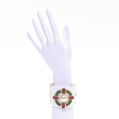 Chanel Resin Gripoix Pearl Wide Cuff White 3 of 6