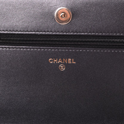 Chanel Iridescent Lambskin Quilted Pearl Wallet On Chain WOC Black 6 of 15
