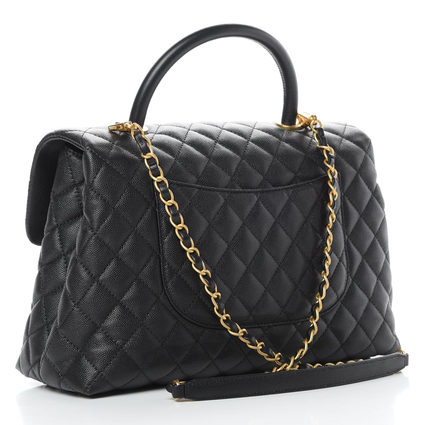 Caviar Quilted Medium Coco Handle Flap Black