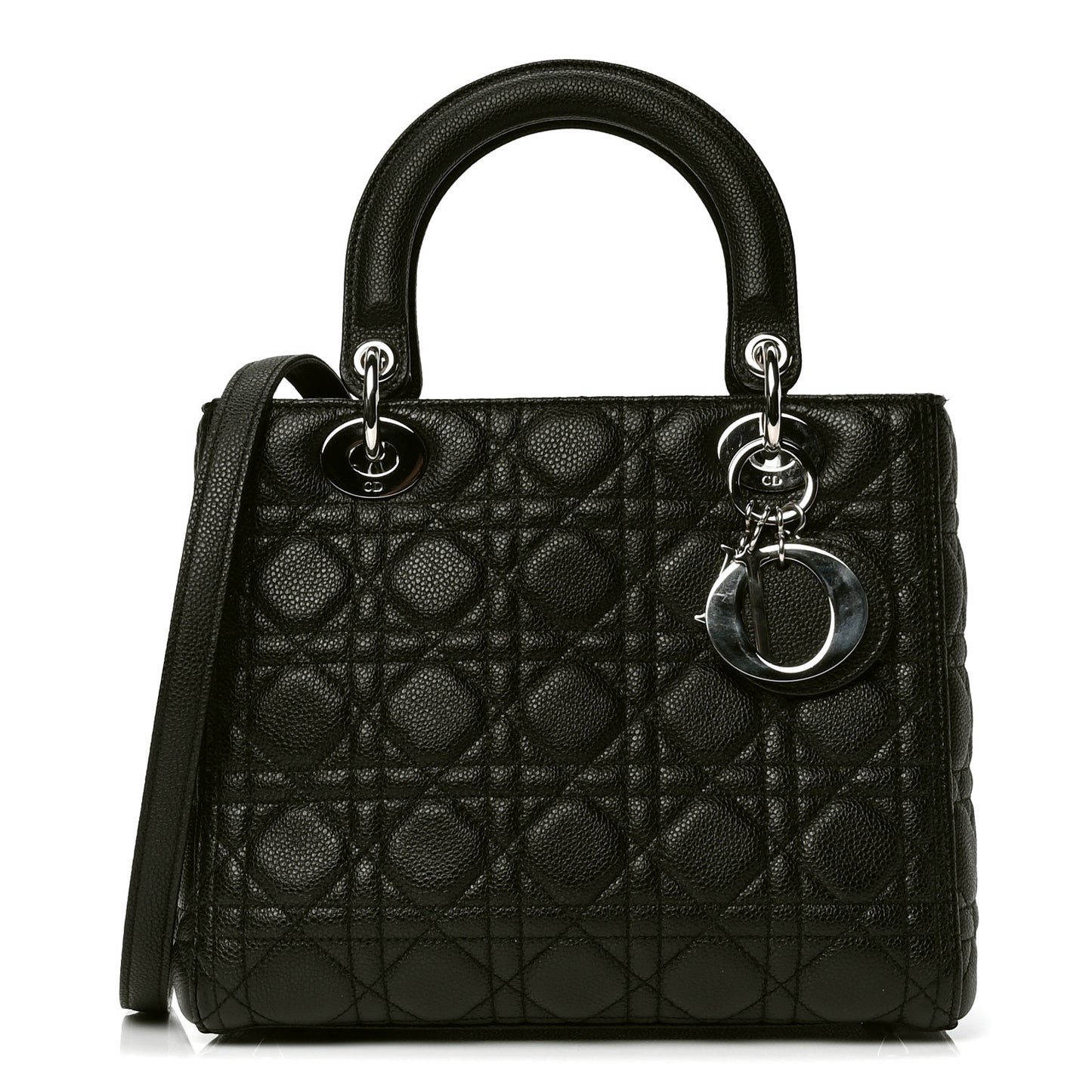 Grained Calfskin Cannage Medium Lady Dior Black