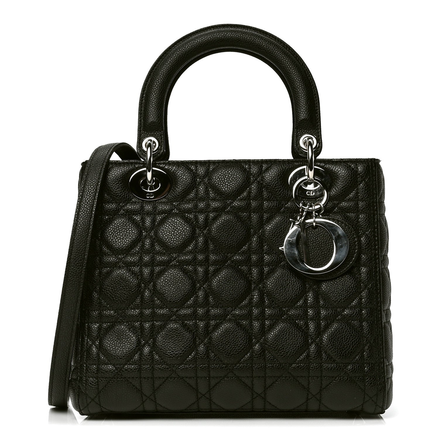 Christian Dior Grained Calfskin Cannage Medium Lady Dior Black 1 of 4