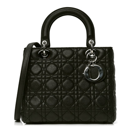 Christian Dior Grained Calfskin Cannage Medium Lady Dior Black 1 of 4