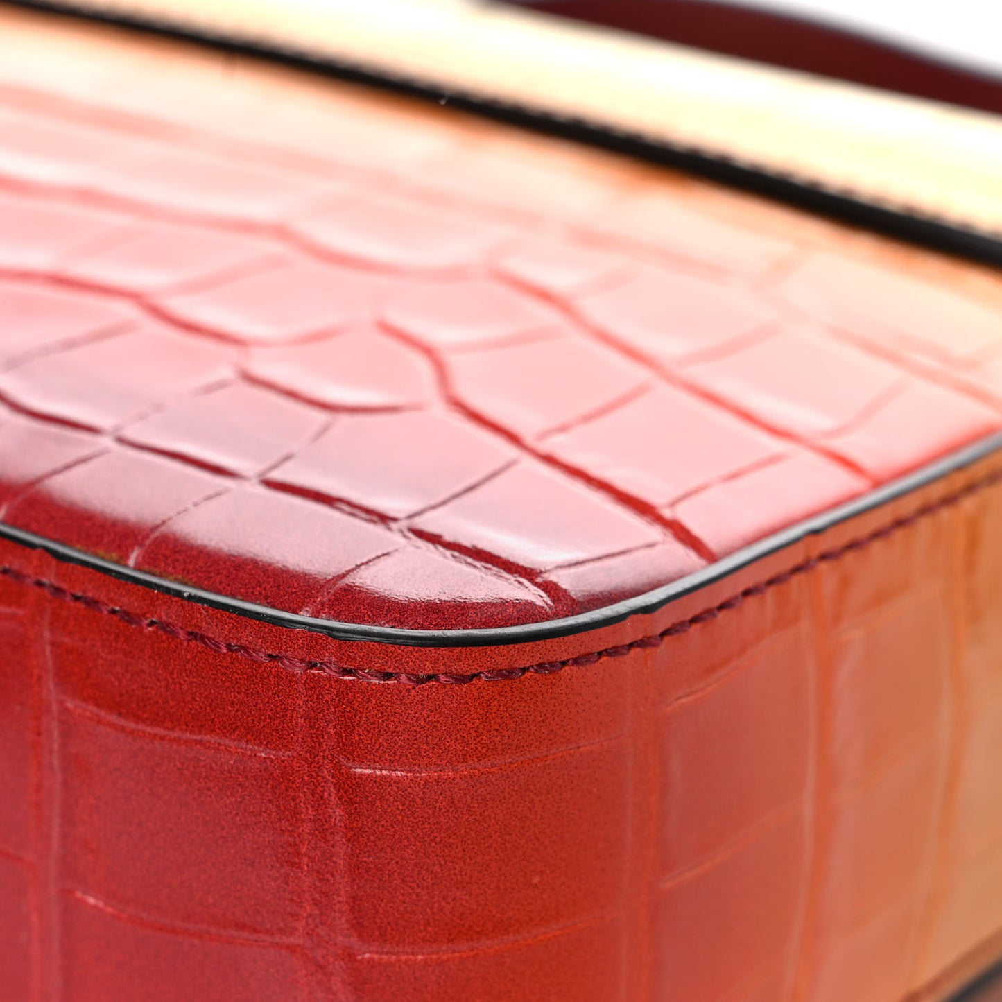 Calfskin Crocodile Embossed Mini C Double Carry Ombre Yellow