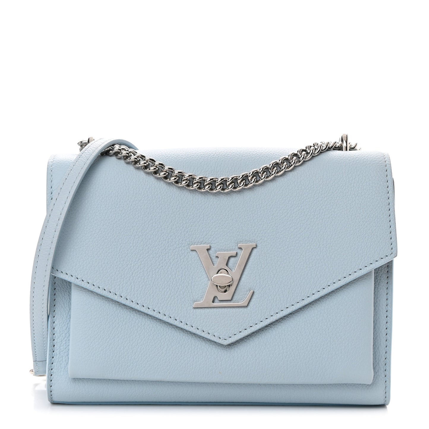 Soft Calfskin Mylockme Chain Bag BB Olympe Blue