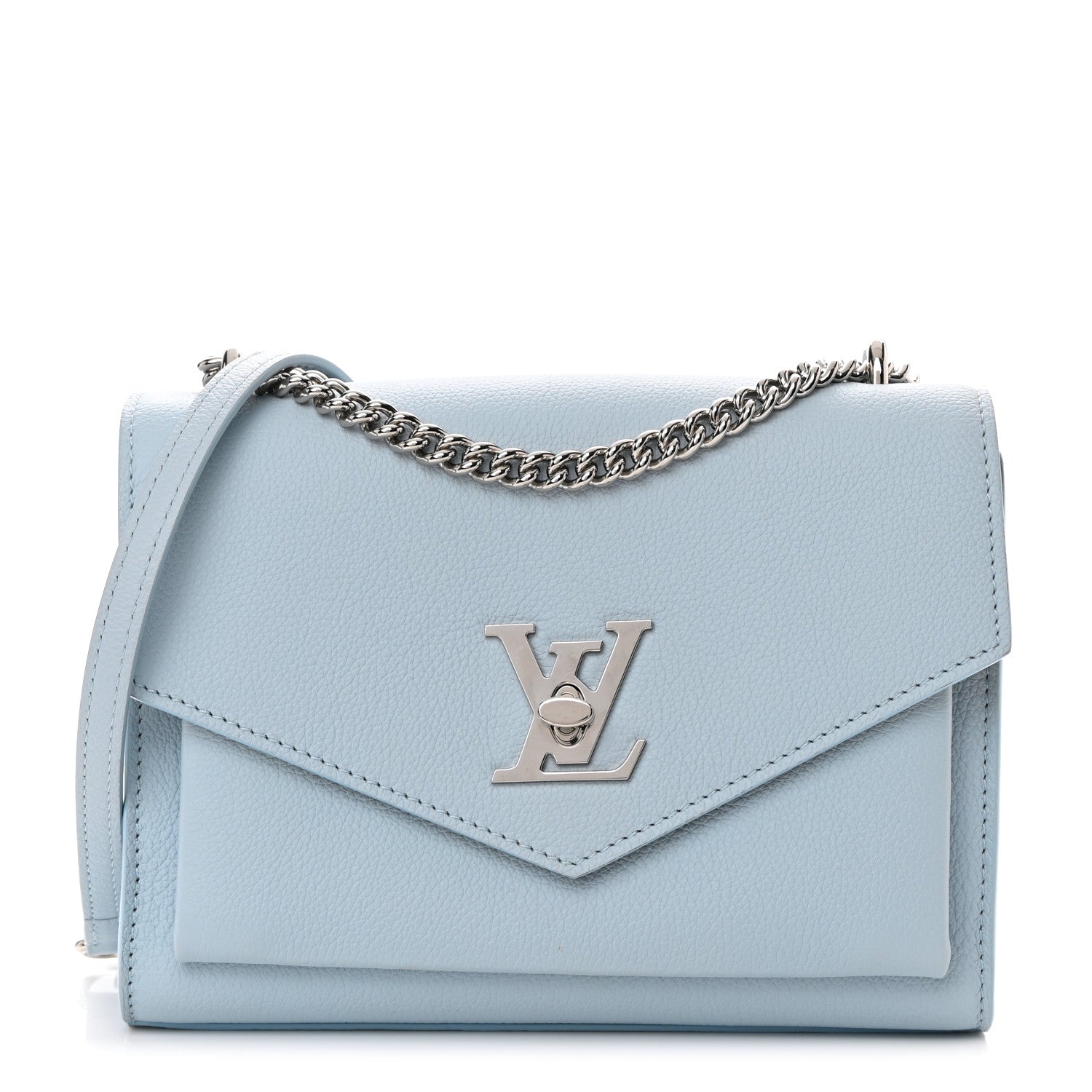 Louis Vuitton Soft Calfskin Mylockme Chain Bag BB Olympe Blue 1 of 14