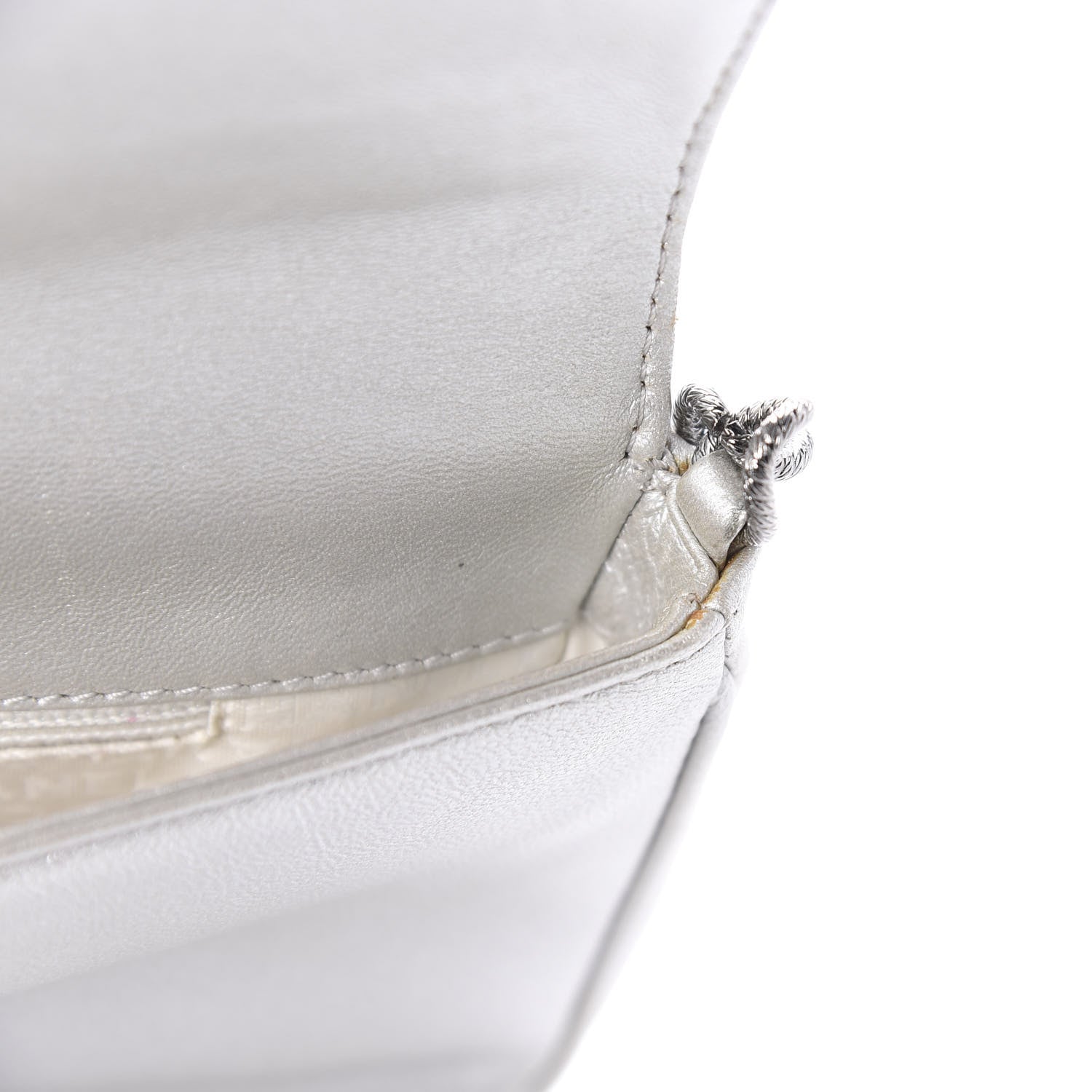 Chanel Metallic Lambskin Camellia Single Flap Silver 10 of 11