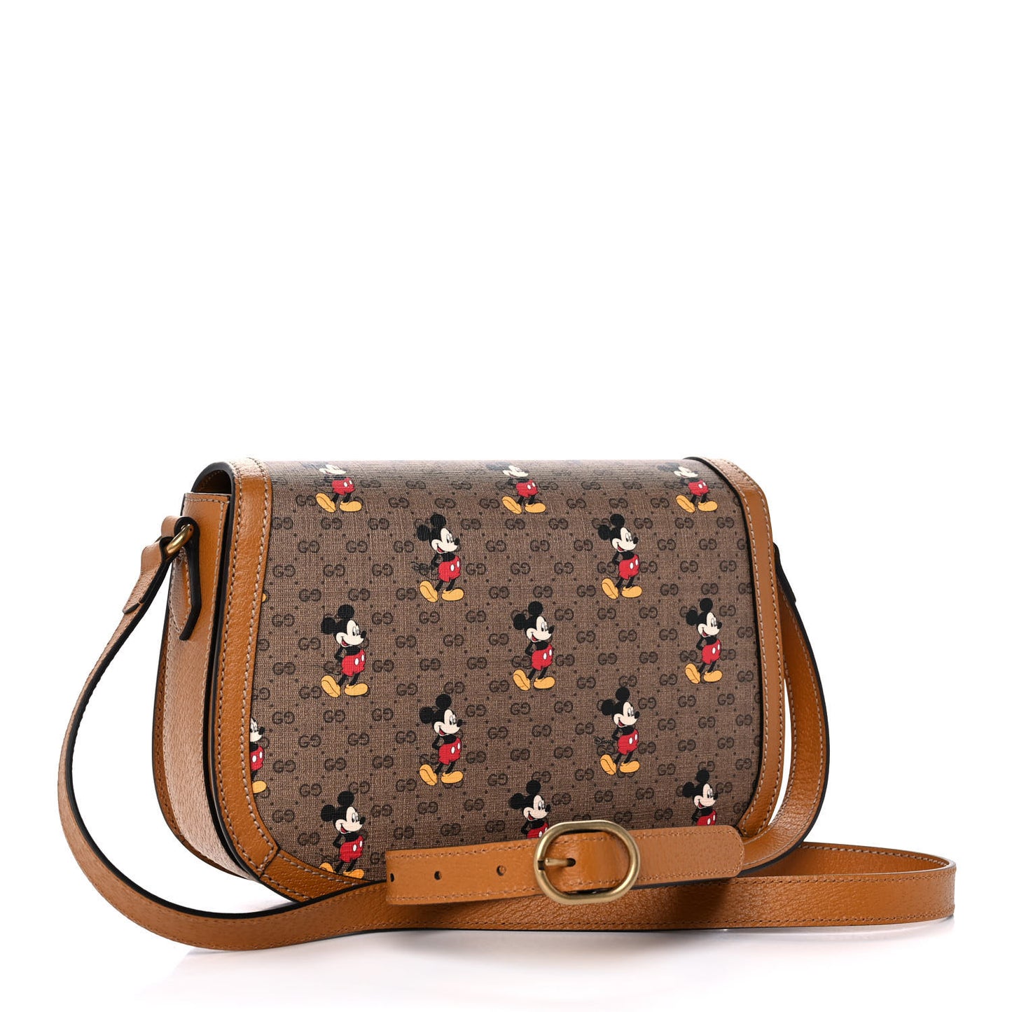 X DISNEY Mini Vintage GG Supreme Monogram Mickey Mouse Small Flap Messenger Bag Beige Vintage Sun Oil