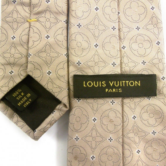 Louis Vuitton Silk Monogram Fleur Tie Beige 3 of 4