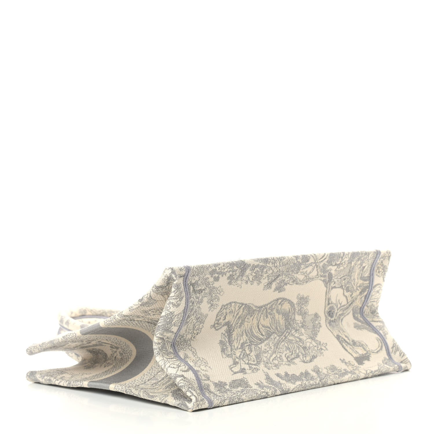 Christian Dior Canvas Embroidered Medium Dioriviera Toile De Jouy Book Tote Gray 4 of 10