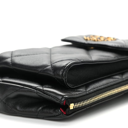 Chanel Lambskin Quilted Chanel 19 Pouch With Handle Black 10 of 11