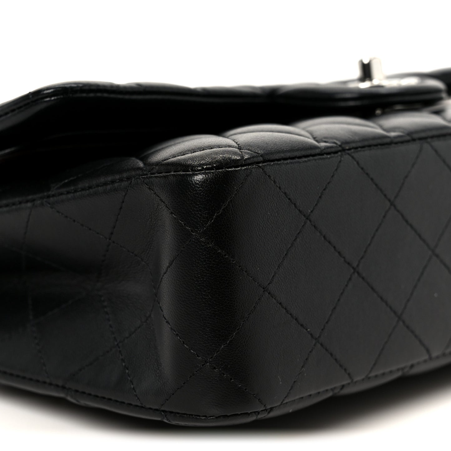 Lambskin Quilted Medium Double Flap Black