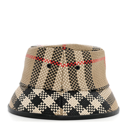 Burberry Calfskin Woven Check Bucket Hat M Archive Beige 5 of 8