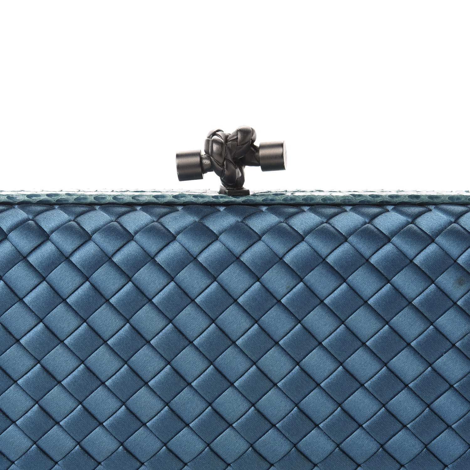 Bottega Veneta Satin Intreccio Impero Ayers Stretch Knot Clutch Turquoise 9 of 9