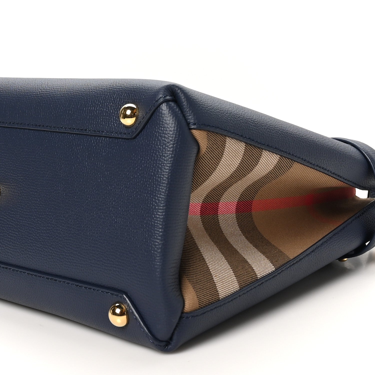 Burberry Derby Calfskin Vintage Check Medium Banner Tote Regency Blue 9 of 9