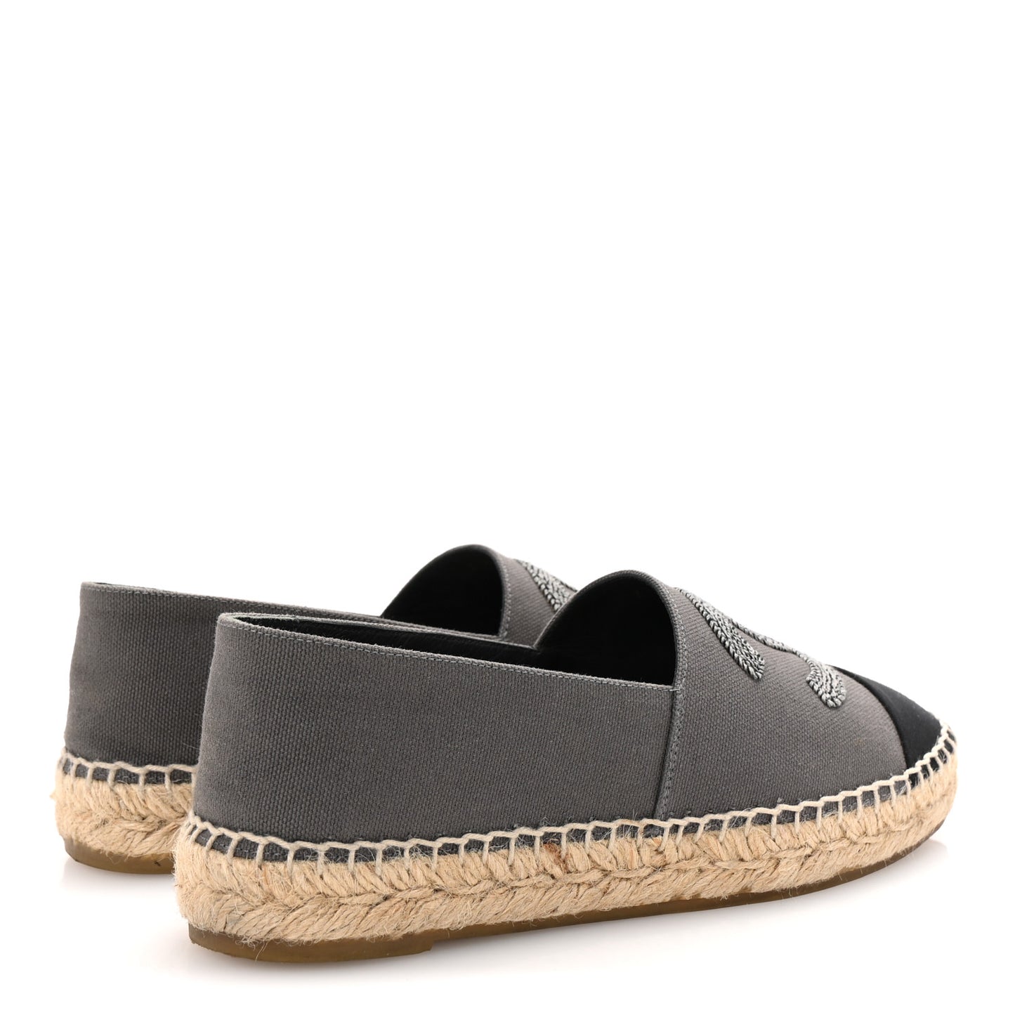 Canvas Grosgrain CC Espadrilles 38 Grey Black