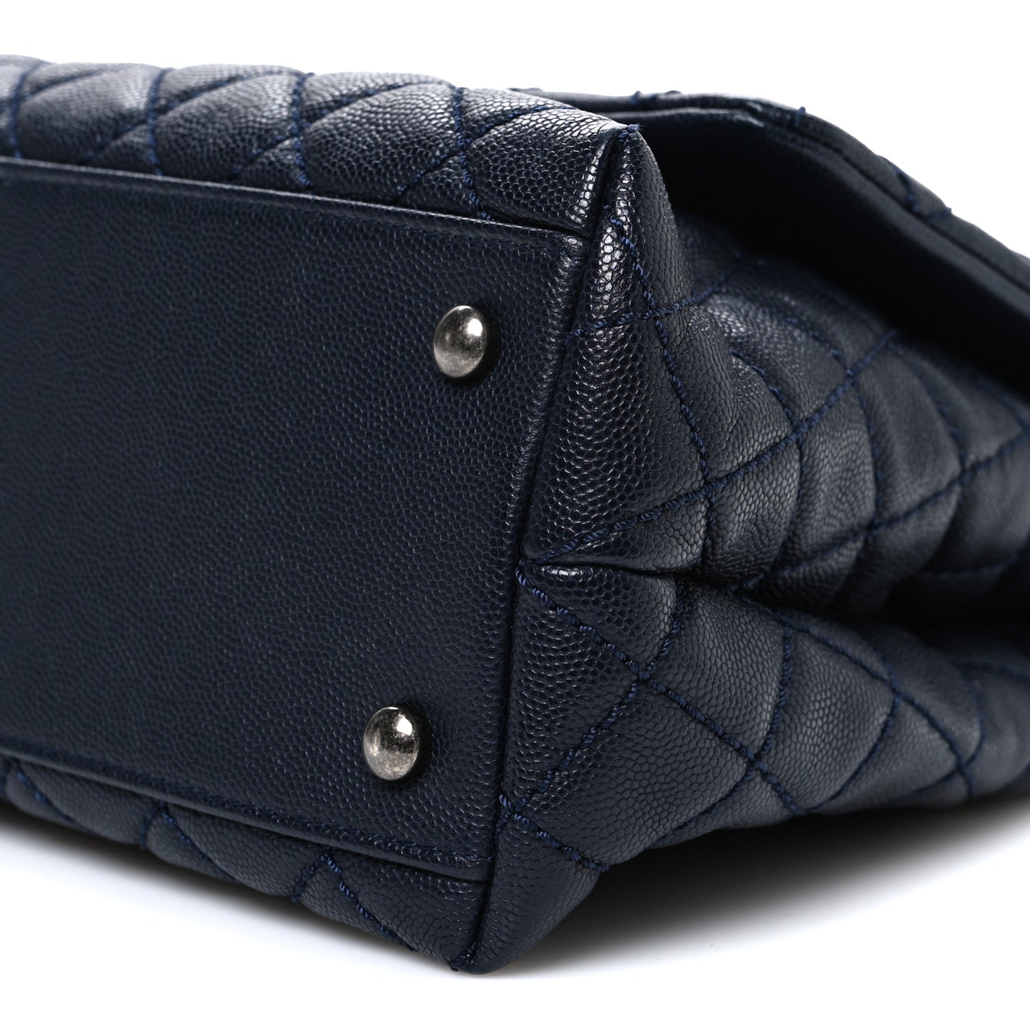 Caviar Quilted Small Coco Handle Flap Navy