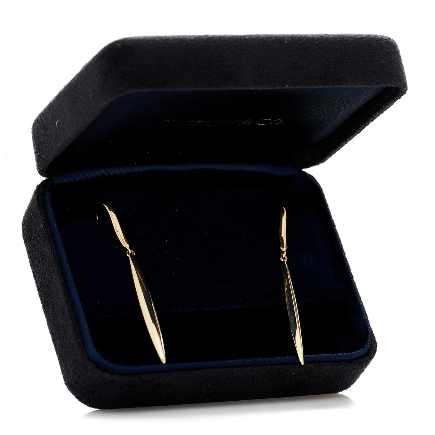 18K Yellow Gold Feather Drop Earrings