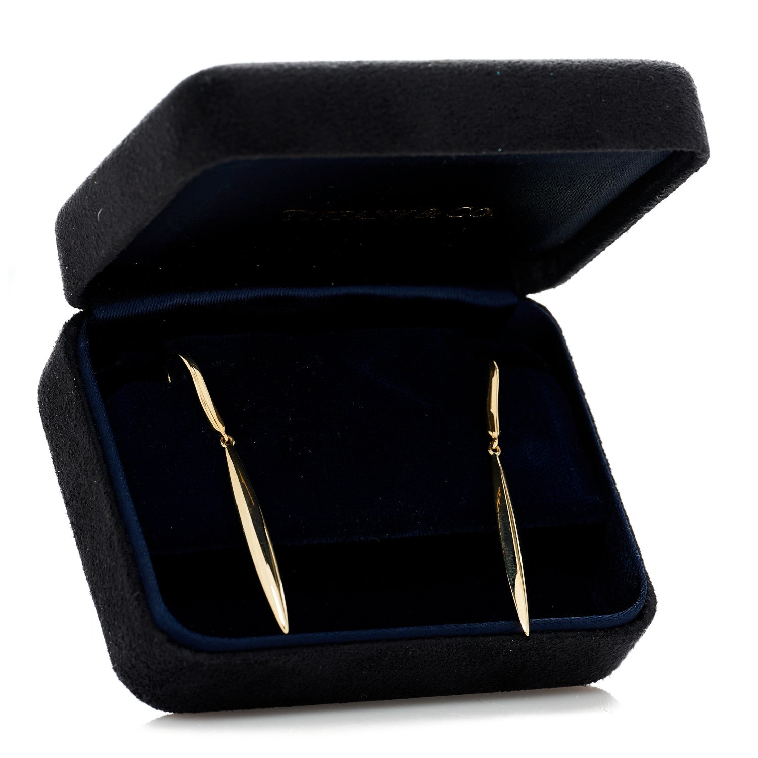 Tiffany 18K Yellow Gold Feather Drop Earrings 5 of 5
