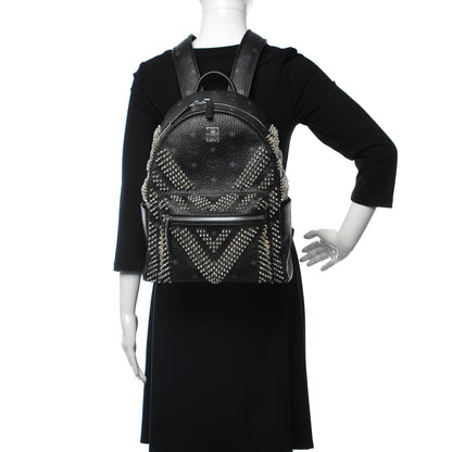 MCM Visetos Studded Small Crystal Backpack Black 2 of 7