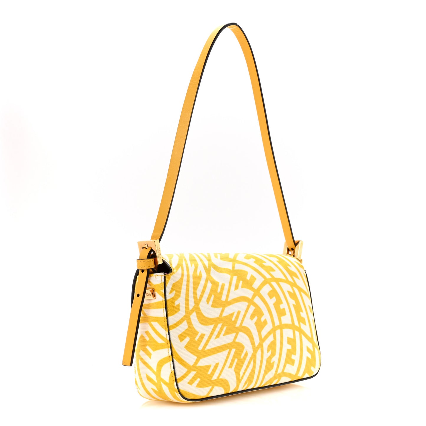 X SARAH COLEMAN Glazed Canvas Vitello King FF Vertigo Mini Baguette 1997 Mimosa White