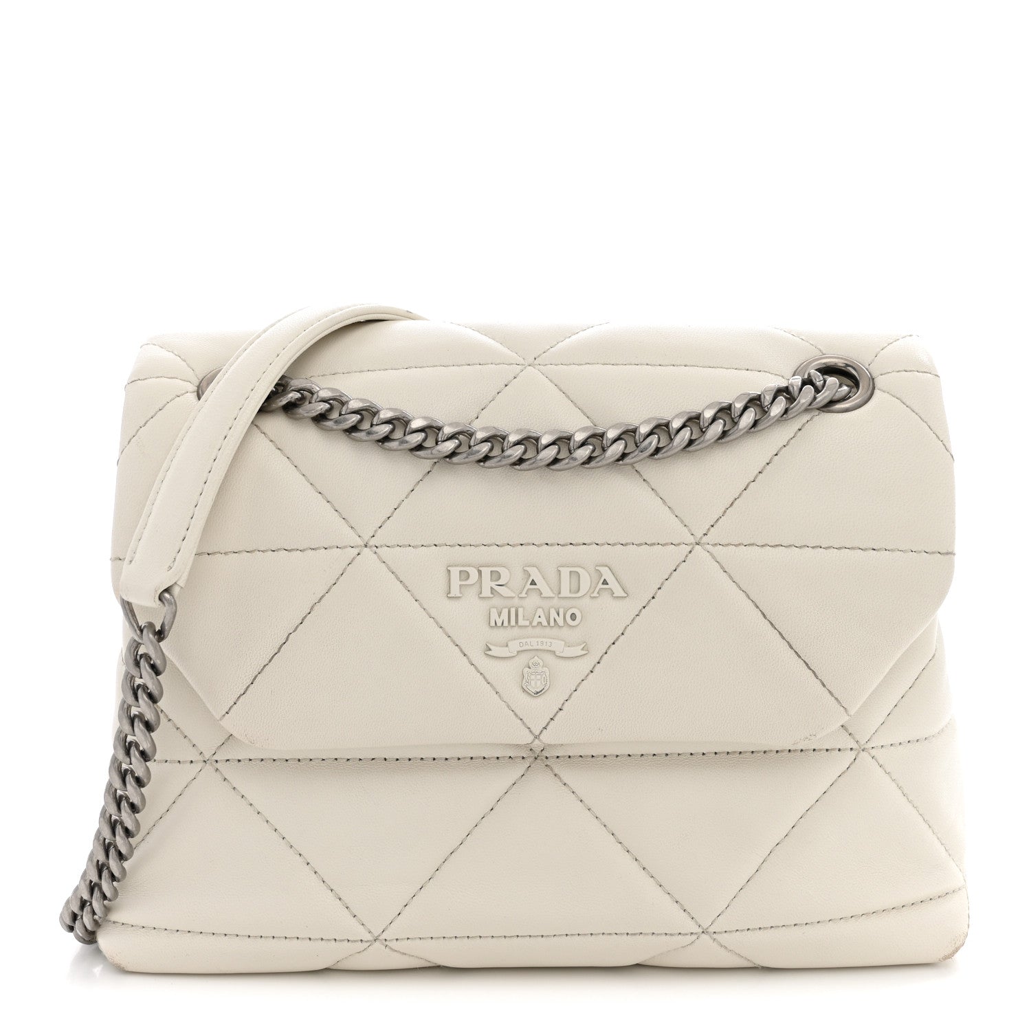 Prada Nappa Triangle Stitched Small Spectrum Bag White 1 of 15