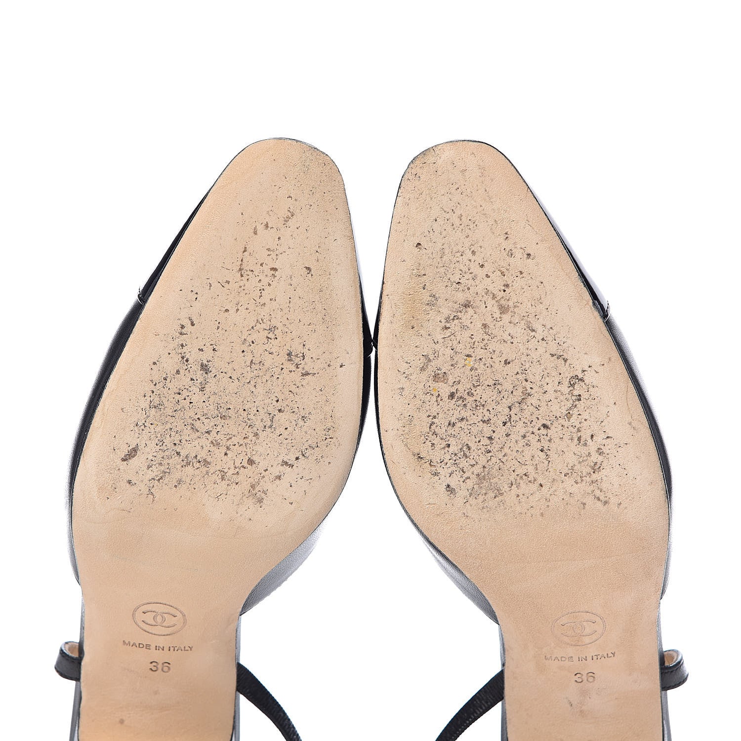 Chanel Lambskin Patent Cap Toe CC Slingback Sandals 36 Black 10 of 15
