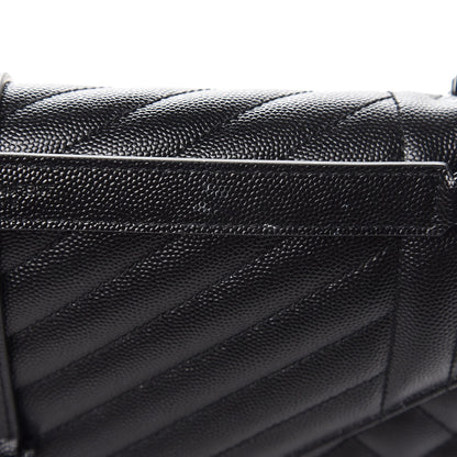Saint Laurent Grain De Poudre Textured Mixed Matelasse Large Triquilt Monogram Monochrome Satchel Black 9 of 13