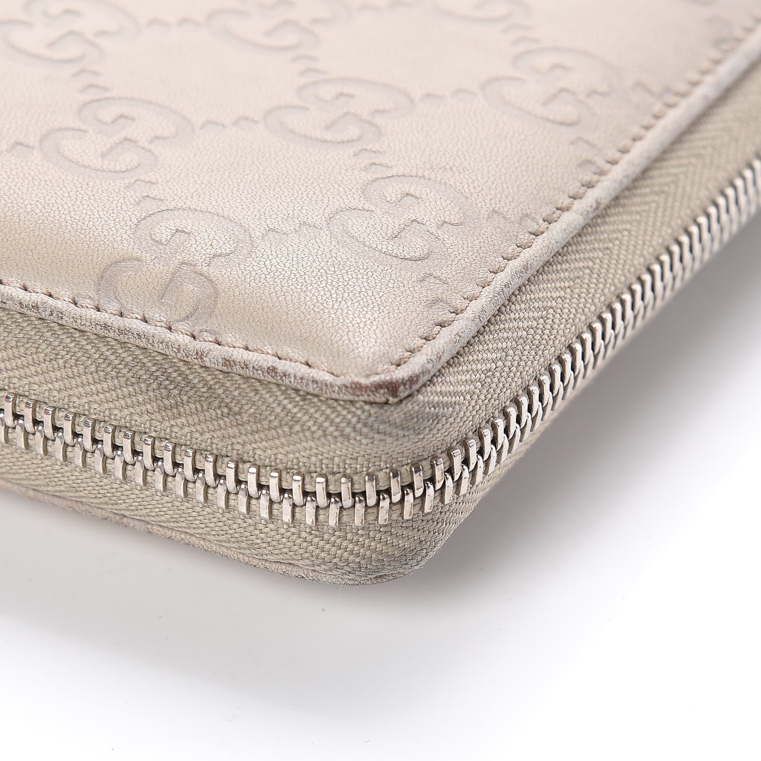 Gucci Guccissima Large Twins Zip Around Wallet White 9 of 17