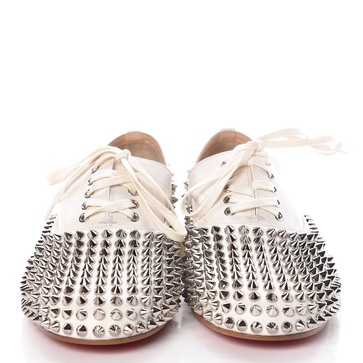 Christian Louboutin Nappa Freddy Spikes Donna Flat Sneakers 37 Latte Silver 2 of 8